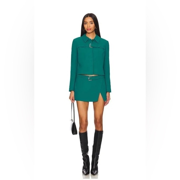 New! Amanda Uprichard Helsa Jacket with buckle in Jewel ✨Small NWOT! - Picture 3 of 10